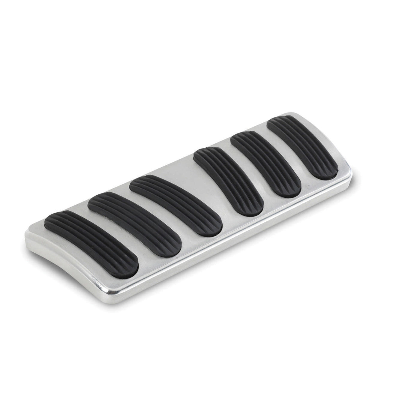 Lokar Brake Pedal Pads - Curved - Rubber Pads - Billet Aluminum - Brushed