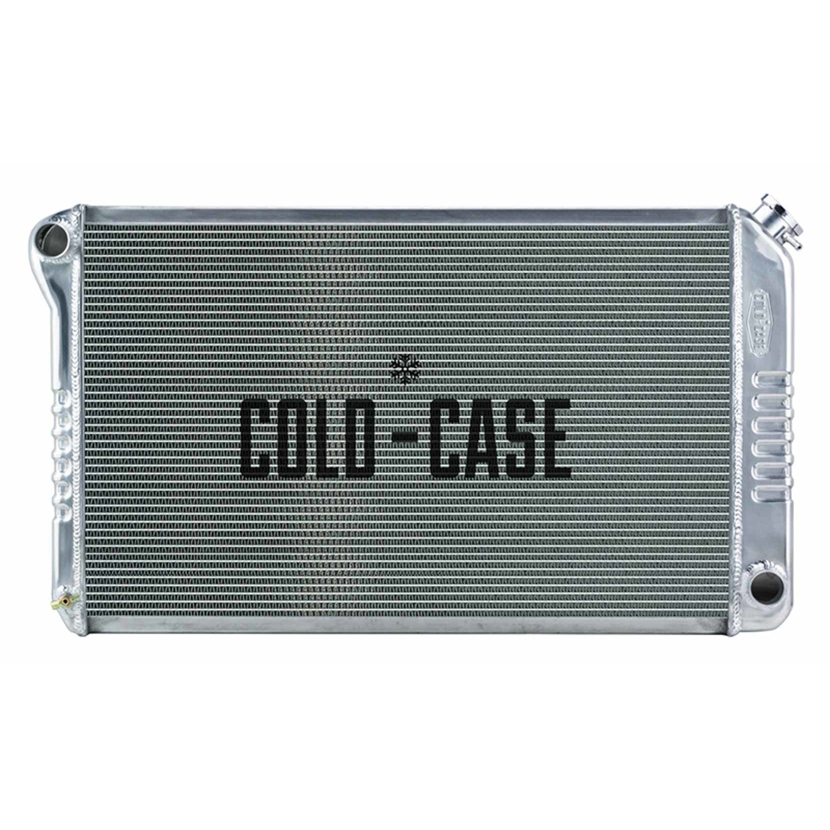 Cold-Case Radiators Radiator - 18.8" H - 3" D - Driver Side Inlet - Passenger Side Outlet - Aluminum - Polished - Manual