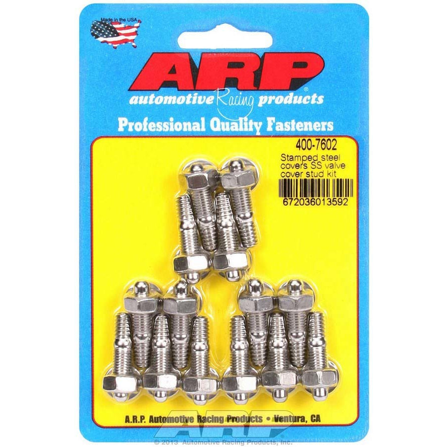 ARP Stainless Steel Valve Cover Stud Kit - Hex - Stamped Steel Covers - 1/4"-20 Thread - Set of 14