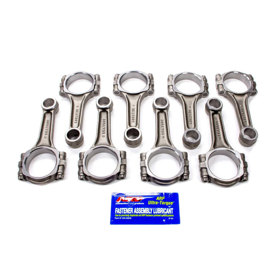Scat Enterprises Pro Stock I-Beam Connecting Rod - 5.090 in Long - Press Fit - 3/8 in Cap Screws - ARP8740 - Forged  - Small Block Ford - Set of 8