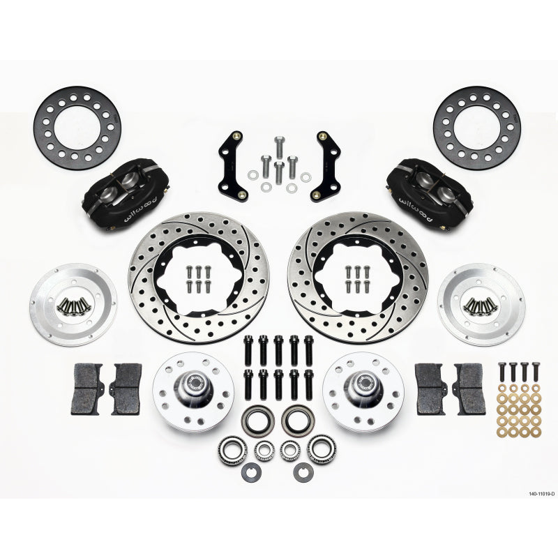 Wilwood Forged Dynalite Pro Series Front Brake Kit - Black Anodized Caliper - SRP Drilled & Slotted Rotor -Mopar A/B/E Bodies