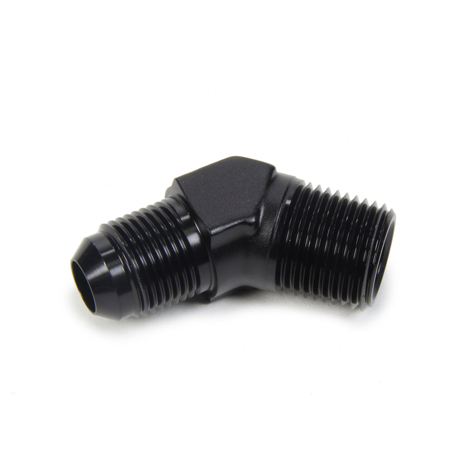 Triple X Race Co. Adapter Fitting 45 Degree 8 AN Male to 1/2" NPT Male Aluminum - Black Anodize