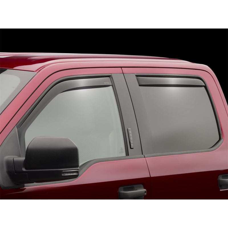 WeatherTech Side Window Deflectors - Front/Rear - Dark Smoke - Super Crew - Ford Fullsize Truck 2015-16