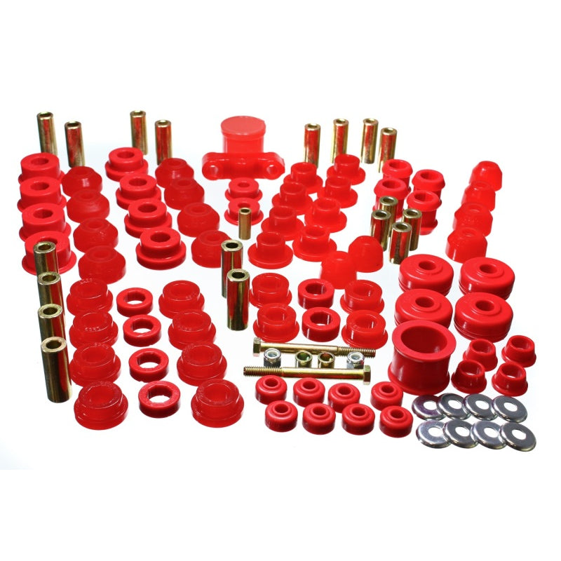 Energy Suspension Hyper-Flex Bushing Kit - Suspension Bushings - Boots / Links - Red / Cadmium - Honda Civic / CR-X 1988-91