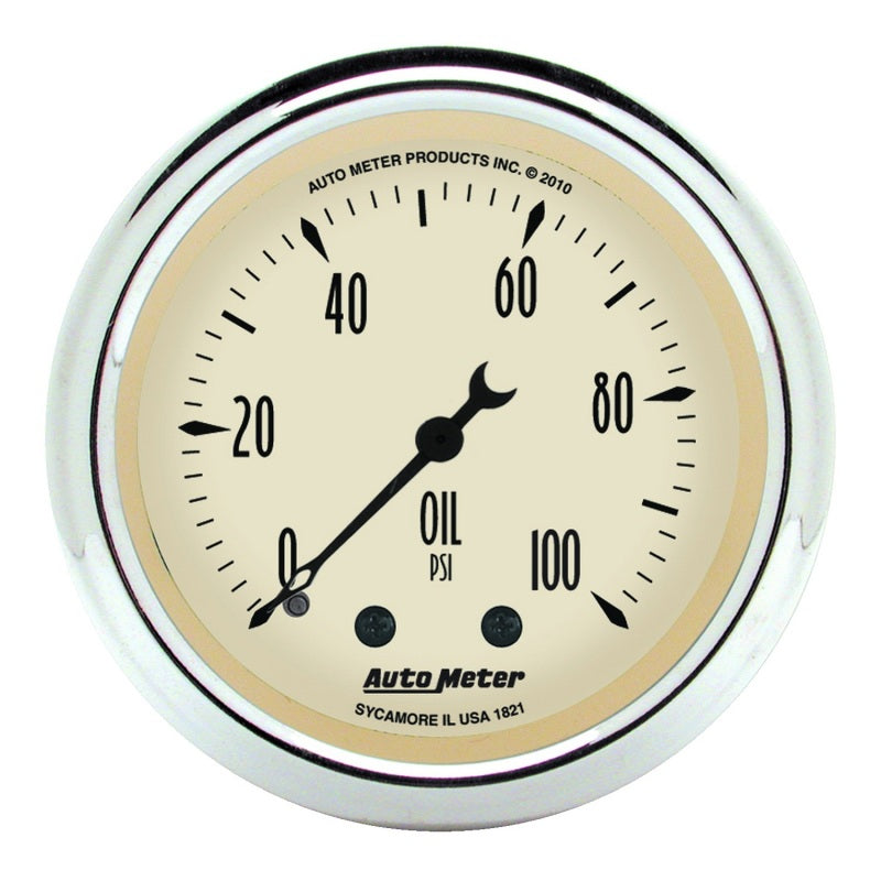 Auto Meter 2-1/16" Antique Beige Oil Pressure Gauge - 0-100 PSI