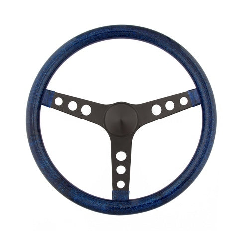 Grant Steering Wheels Metal Flake Steering Wheel 13-1/2" Diameter 3-Spoke - Blue Metal Flake Grip