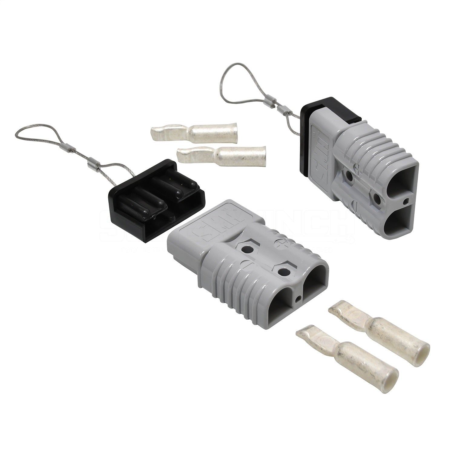 Superwinch Battery Cable Connector - Quick Connect Plug - 2-4 Gauge - End Covers - 12V - Gray