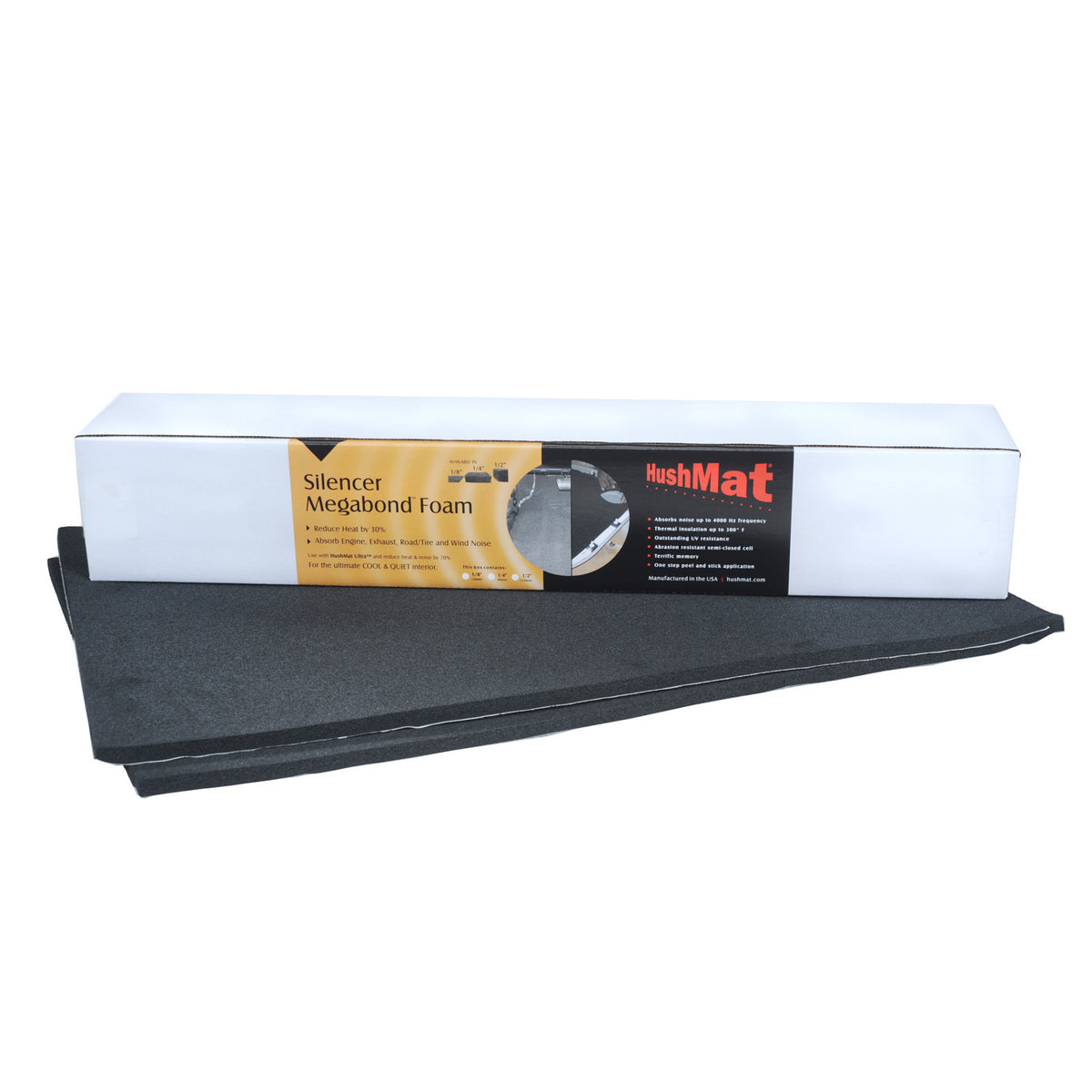 Hushmat Silencer Megabond Sound Barrier 23 x 36" Sheet 1/2" Thick Foam - Black