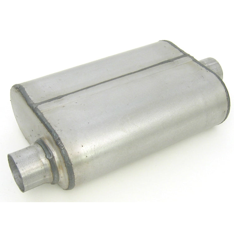Thrush Thrush Welded Muffler - 2-1/4 in Offset Inlet - 2-1/4 in Center Outlet - 13 x 4 x 9-1/2 x 6 in Oval Body - 19 in Long