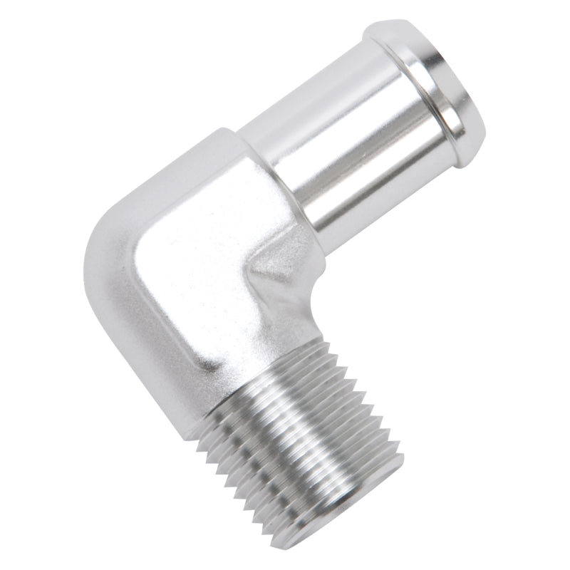 Edelbrock Hose End 90-deg 1/2npt to 3/4 Barb Clear