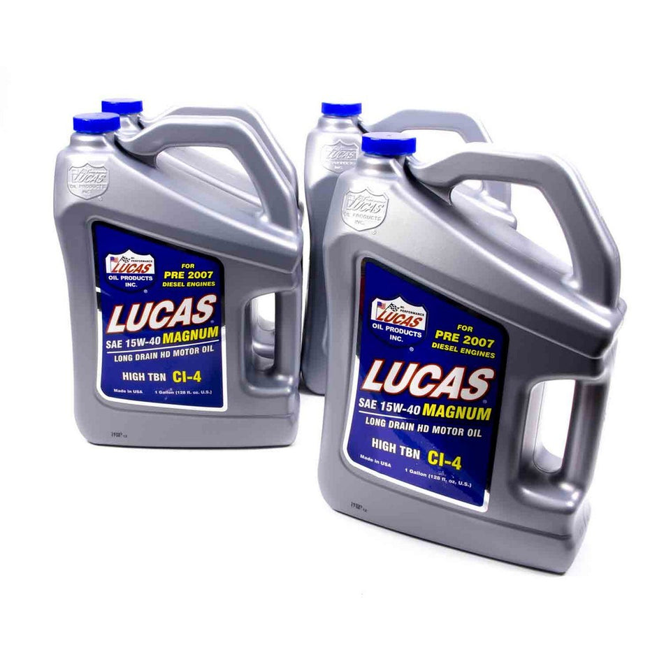 Lucas Oil Products Magnum Motor Oil 15W40 Conventional 1 gal - Set of 4