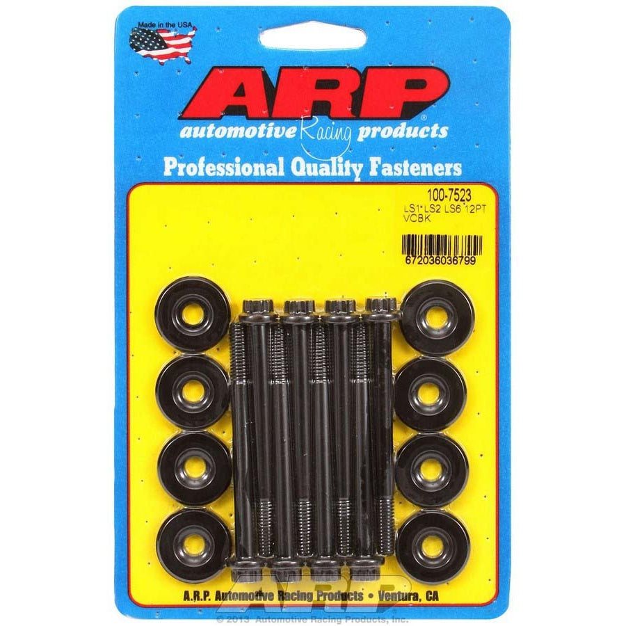 ARP Valve Cover Fastener - 6 mm Male Thread - 2.755" Long - 12 Point Head - Washers Included - Chromoly - Black Oxide - GM LS-Series - (Set of 8)