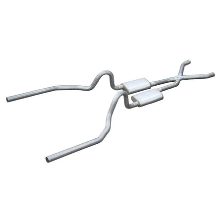 Pypes Street Pro X-Pipe System Header-Back Exhaust System - Dual Rear Exit - 2-1/2 in Diameter - Ford Mustang 1965-70