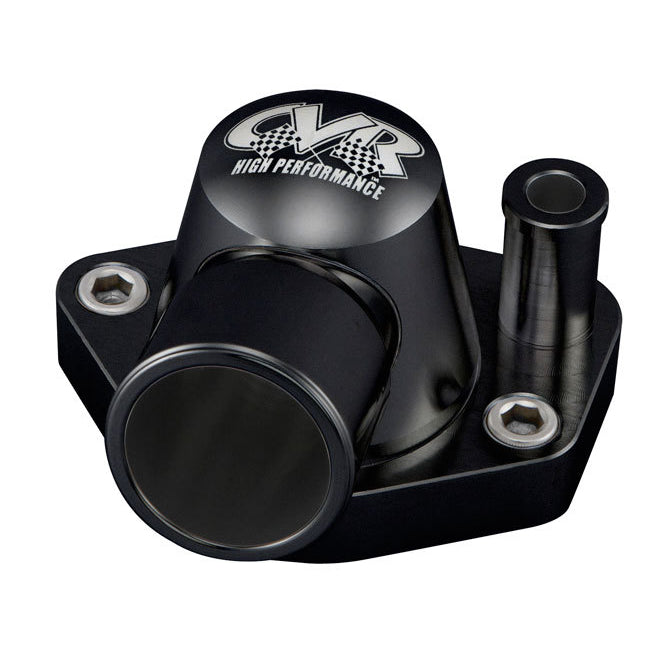 CVR Performance 90 Degree Water Neck - 1-1/2 in ID Hose - Swivel - O-Ring - Black Anodized - Small Block Ford