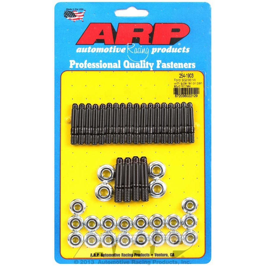 ARP Oil Pan Stud - Hex Nuts - Chromoly - Black Oxide - Small Block Ford