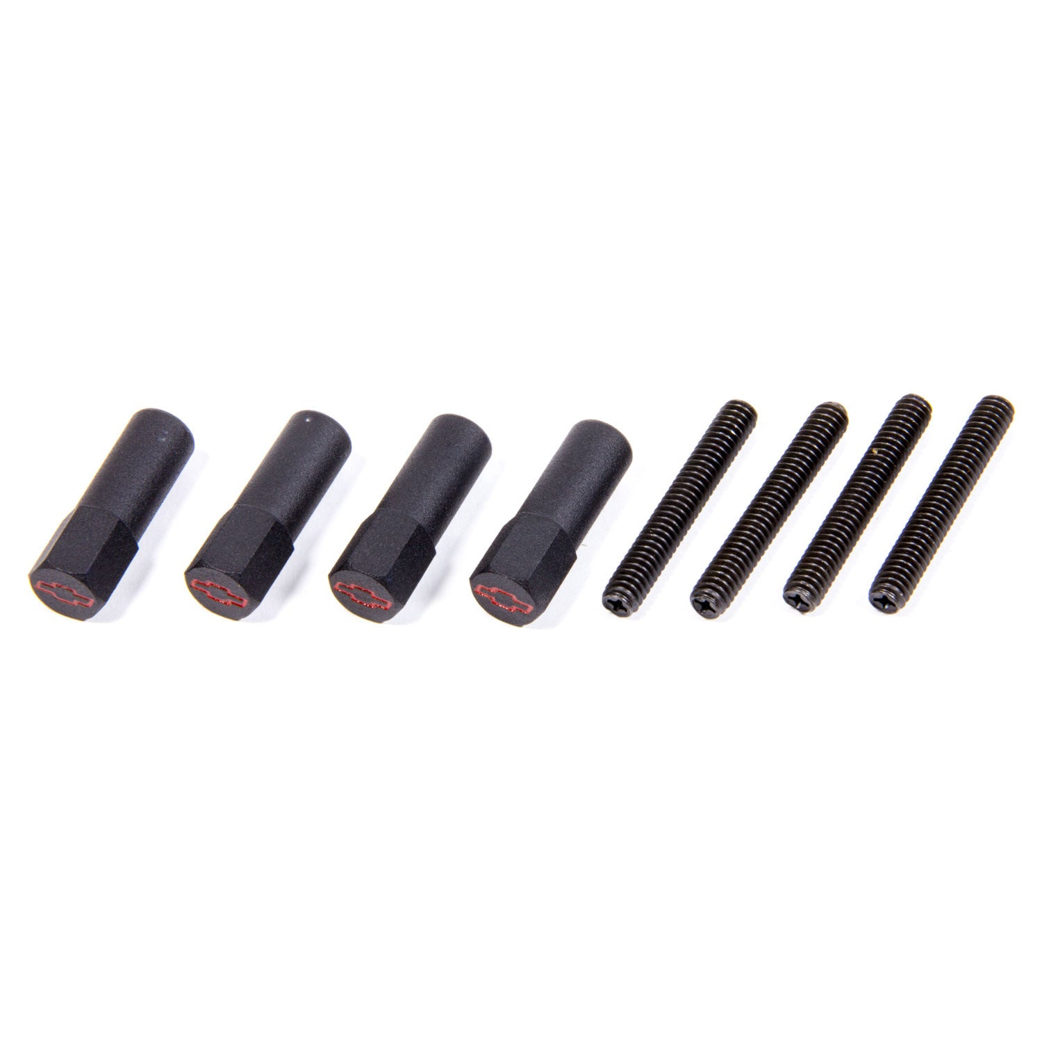 Proform Valve Cover Mini Nuts - 1/4-20 in Thread - 1-1/2 in Long - Chevy Bowtie Logo - Black Crinkle - Set of 4