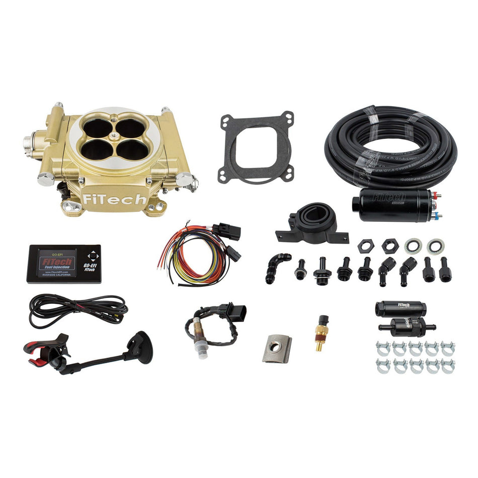 FiTech Easy Street EFI Fuel Injection - Throttle Body - Square Bore - 4-Barrel - 80 lb/hr Injectors - Gold