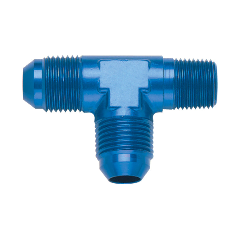 Fragola 1/8 in NPT Male x 3 AN Male x 3 AN Male Adapter Tee - Blue Anodized