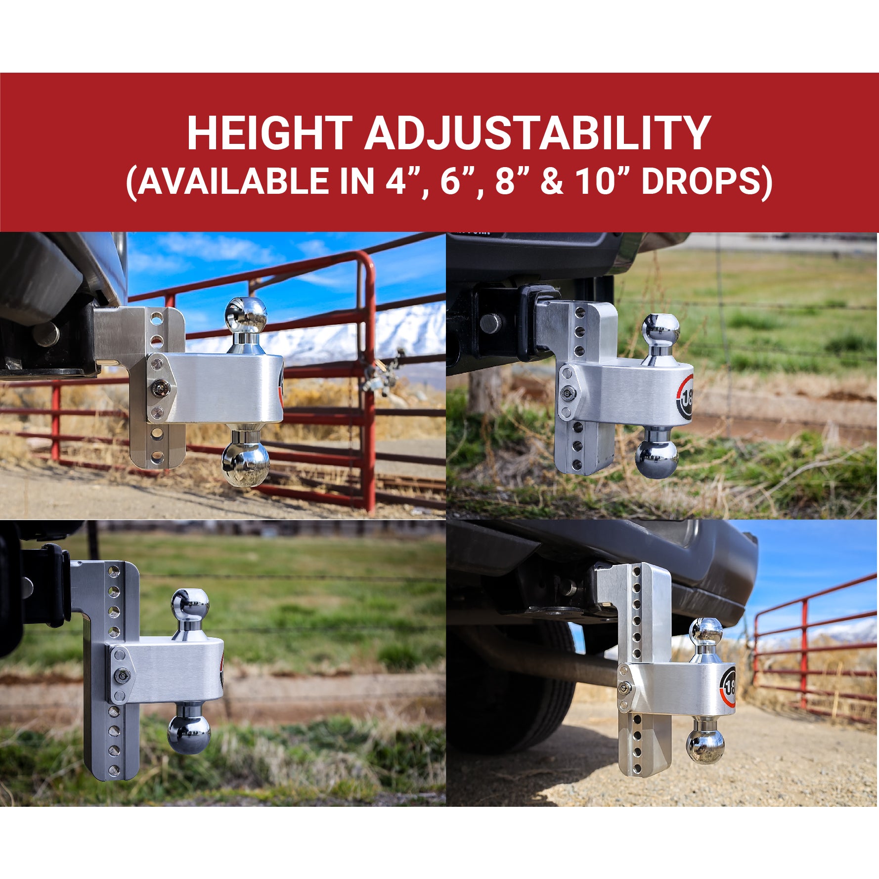 Weigh Safe Ball Mount Hitch - 2/2-5/16" Hitch - 6" Drop - 8000/12500 lb Capacity - Aluminum/Steel/Chrome