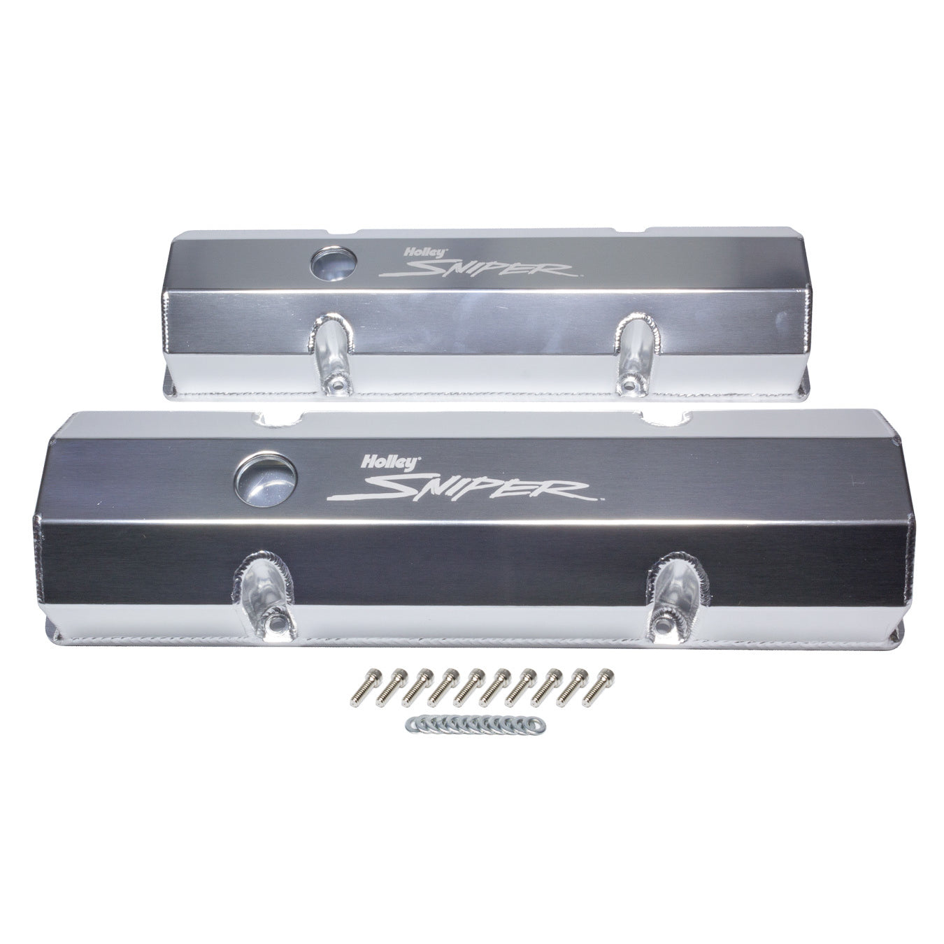 Sniper Fabricated Aluminum Valve Cover - Chevy Small Block - Natural Finish