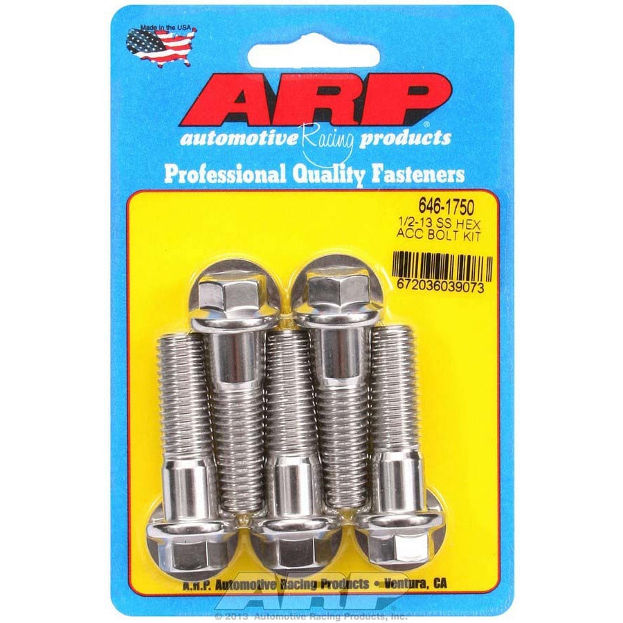 ARP 1/2-13" Thread Bolt 1-3/4" Long 9/16" Hex Head Stainless - Natural