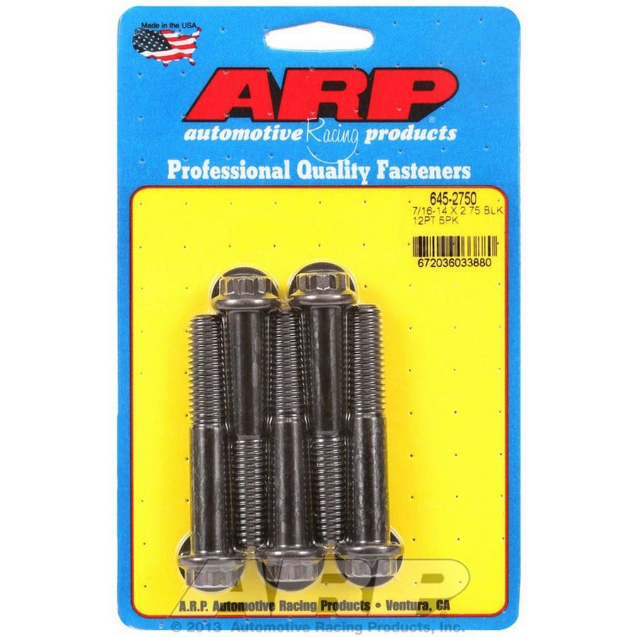 ARP Bolt - 2.750" Long - 1/2" 12 Point Head - Chromoly - Black Oxide - Universal - (Set of 5)