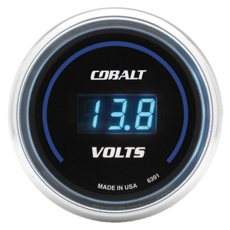 Auto Meter Cobalt 8-18V Voltmeter - Electric - Digital - 2-1/16 in Diameter - Black Face 6391
