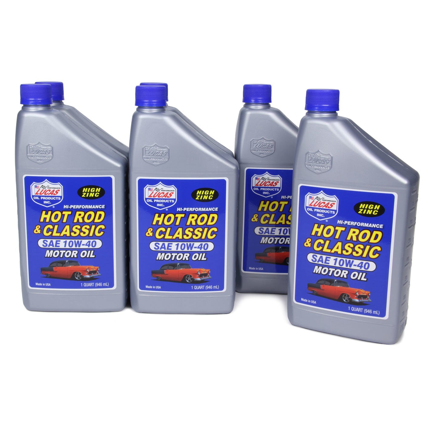 Lucas Oil Products Hot Rod and Classic Car High Zinc 10W40 Motor Oil - Conventional - 1 Quart Bottle - Set of 6