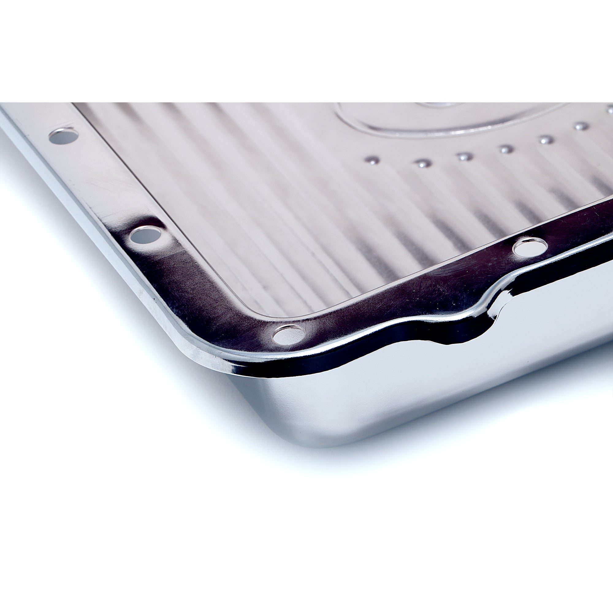Trans-Dapt Transmission Pan - Finned - Steel - Chrome - C6