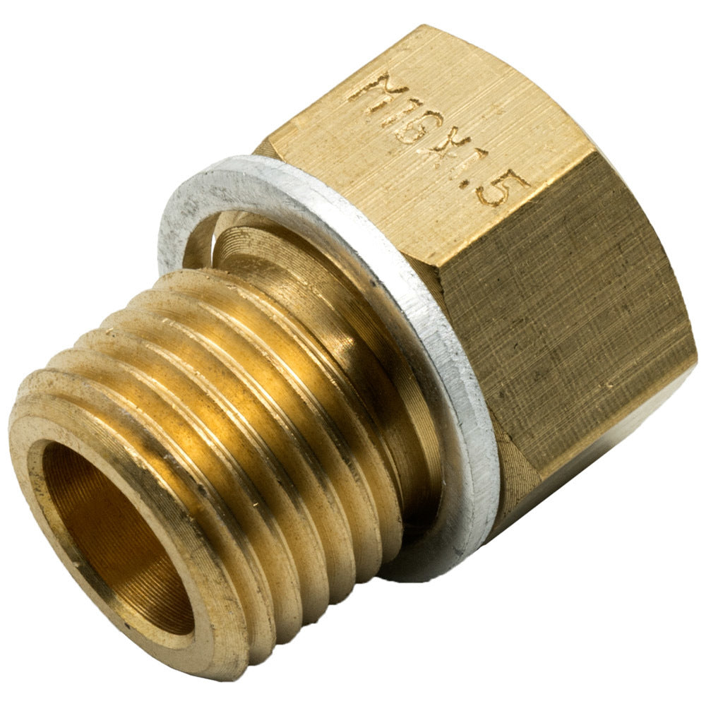 Equus Adapter Fitting - Straight - 10 AN Female to 3/8-18 NPT Male/1/4-18 NPT Male - 1/2-14 NPT Male/16 mm x 1.5 Male - Brass