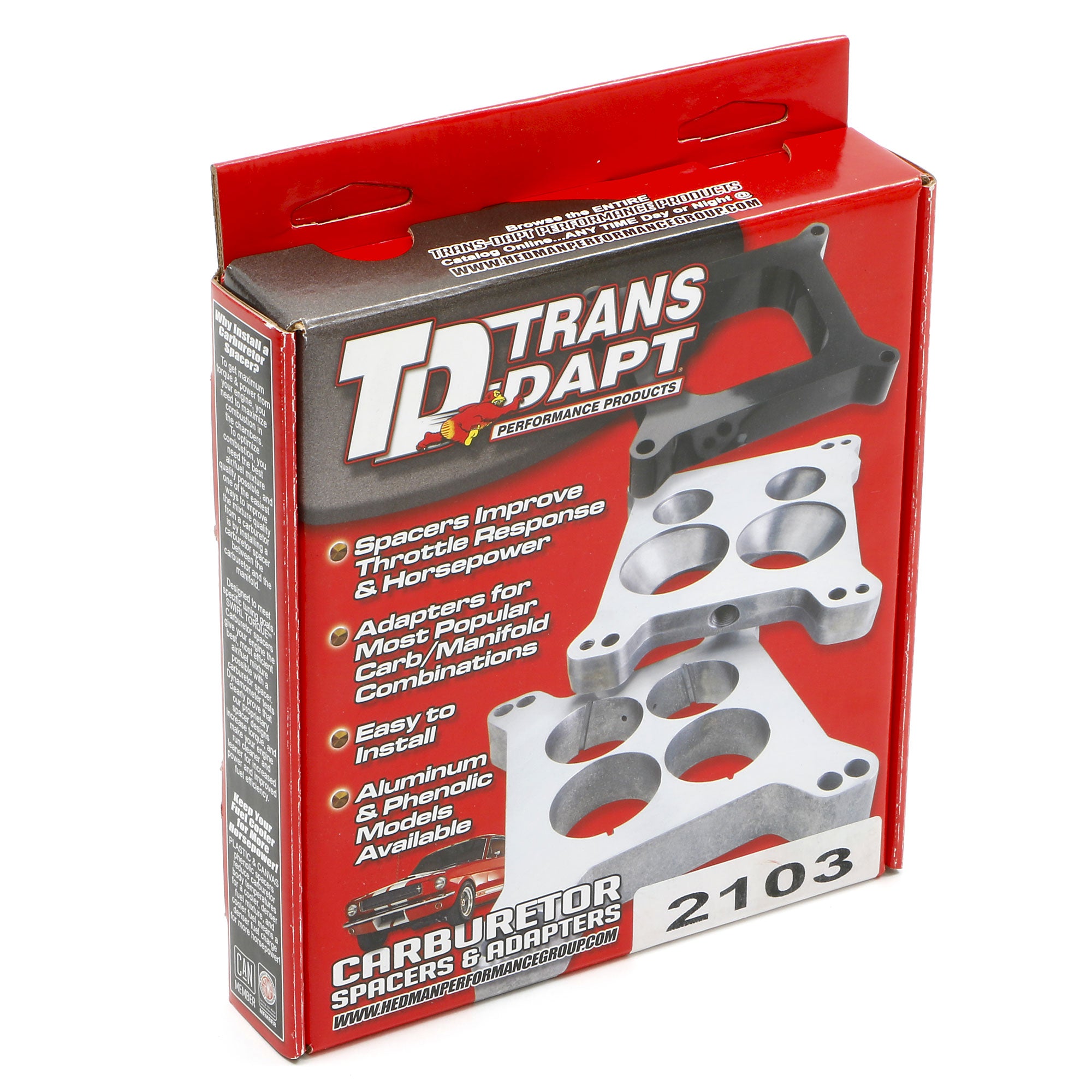 Trans-Dapt Aluminum Carburetor Spacer W, PCV Fitting - Holley, AFB 4 BBL - 1" Thick - Open Center