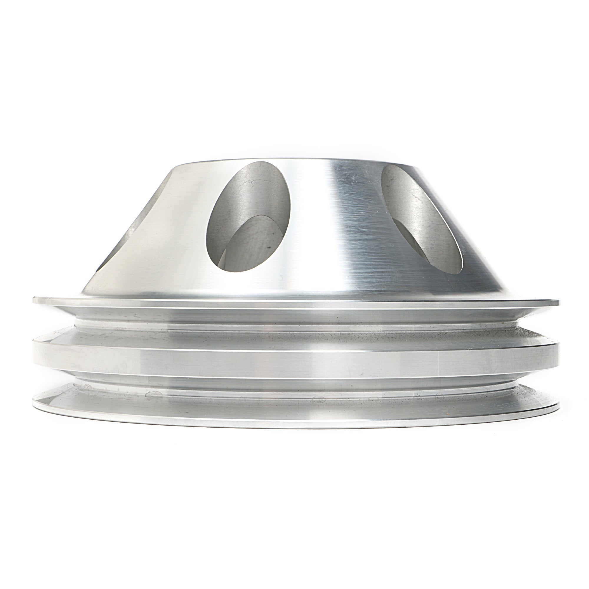 Trans-Dapt V-Belt 2 Groove Water Pump Pulley - 6.625 in Diameter - Machined Aluminum - Long Water Pump - Small Block Chevy