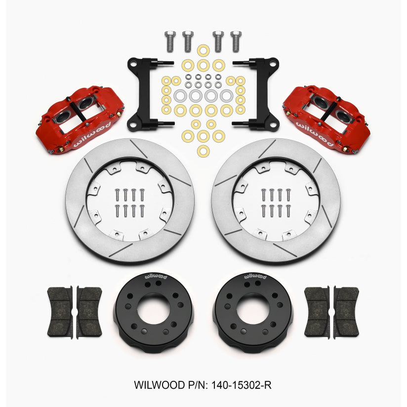 Wilwood Forged Narrow Superlite 4R Front Brake System - 4 Piston Caliper - 12.190 in Slotted  Rotor - Red Powder Coat - GM SUV / Truck 1963-87