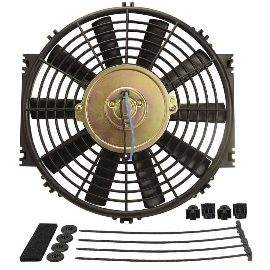 Derale Electric Cooling Fan - Push/Pull - 500 CFM - Straight Blade - 11-1/4 x 11" - 2-3/8" Thick - Plastic