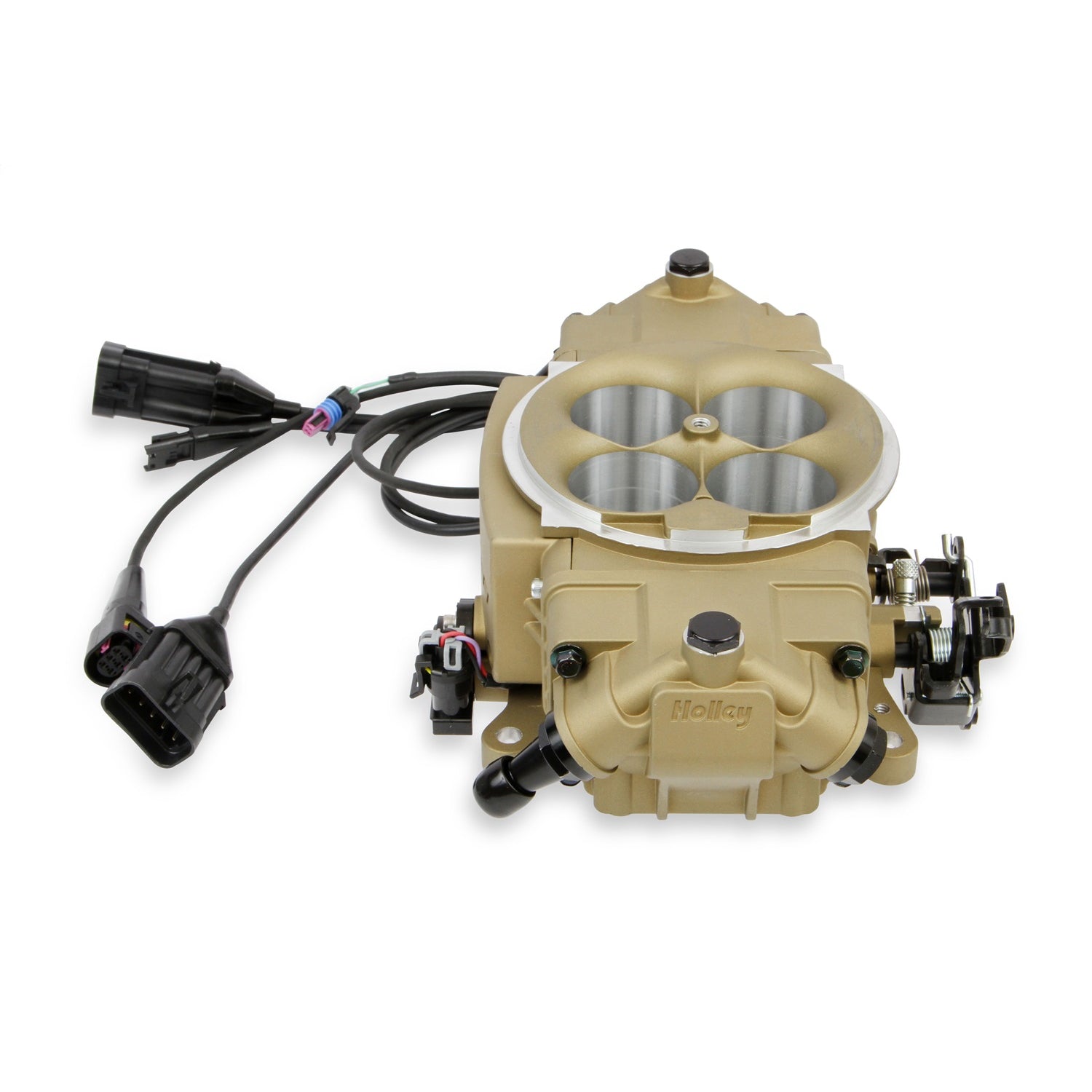 Holley Terminator X Stealth Fuel Injection System - Throttle Body - Square Bore - Fitting/Clamp/Hose - Aluminum - Gold