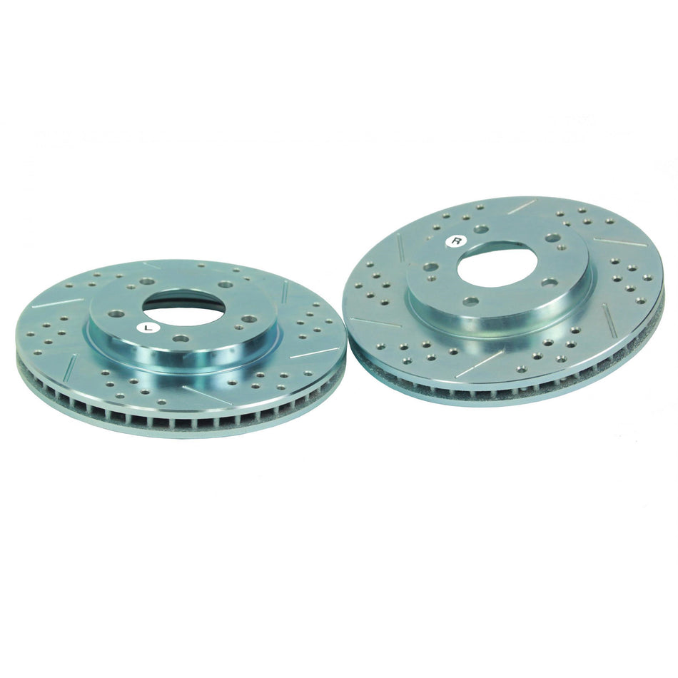 Baer Sport Rear Rotor - Directional / Drilled / Slotted - 1-Piece - Zinc Plated - Ford Mustang 2015-17 - Pair