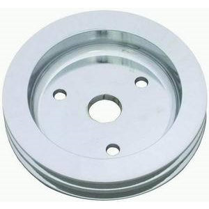 Racing Power V-Belt 2 Groove Crankshaft Pulley - 6.594 in Diameter - Polished Aluminum - Short Water Pump - Small Block Chevy