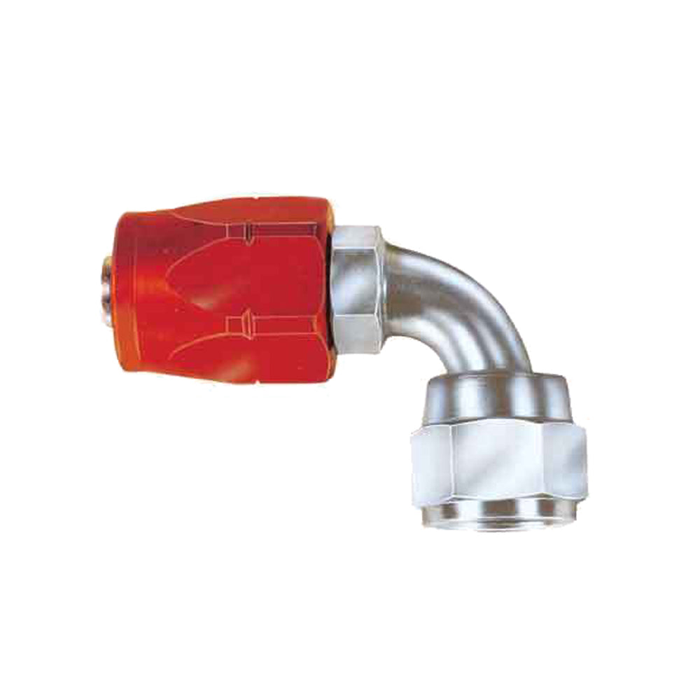Aeroquip AQP/Startlite 90 Degree 4 AN Hose to 4 AN Female Swivel Hose End - Red/Natural