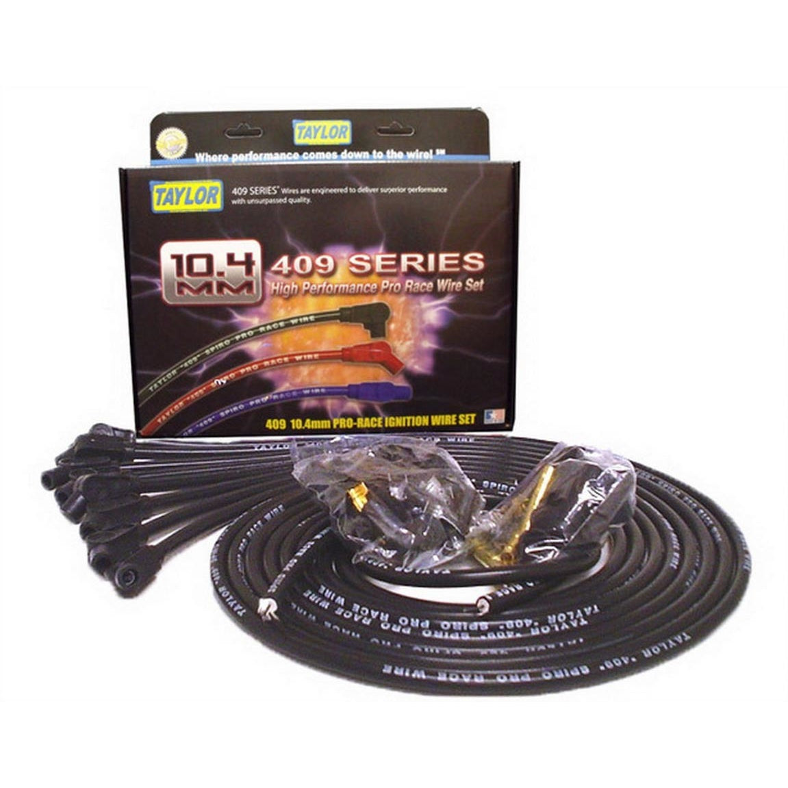 Taylor 409 Pro Race Spiral Core 10.4 mm Spark Plug Wire Set - Black