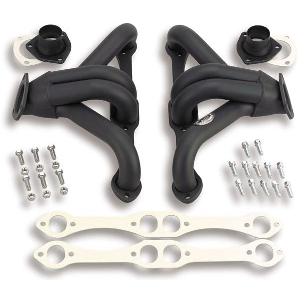 Hooker Super Competition Block Hugger Headers - 1.625 in Primary - 2.5 in Collector - Black Paint - Small Block Chevy - Universal - Pair