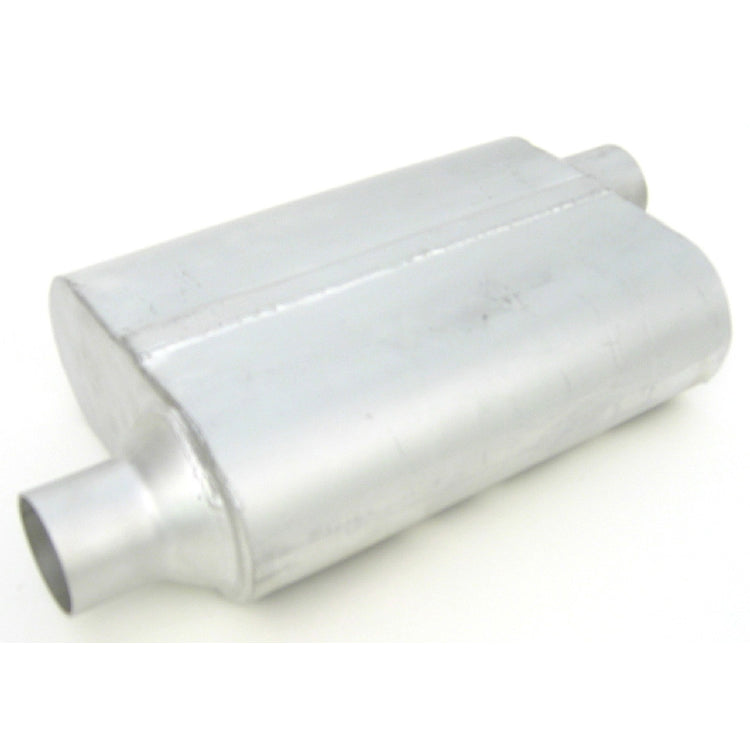 Thrush Thrush Welded Muffler - 2-1/4 in Offset Inlet - 2-1/4 in Offset Outlet - 13 x 4 x 9-1/2 x 6 in Oval Body - 19 in Long