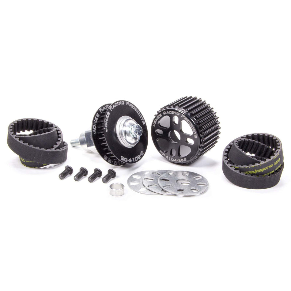 Jones Racing Products HTD Pulley Kit Aluminum Black Anodized Small Block Chevy - Kit