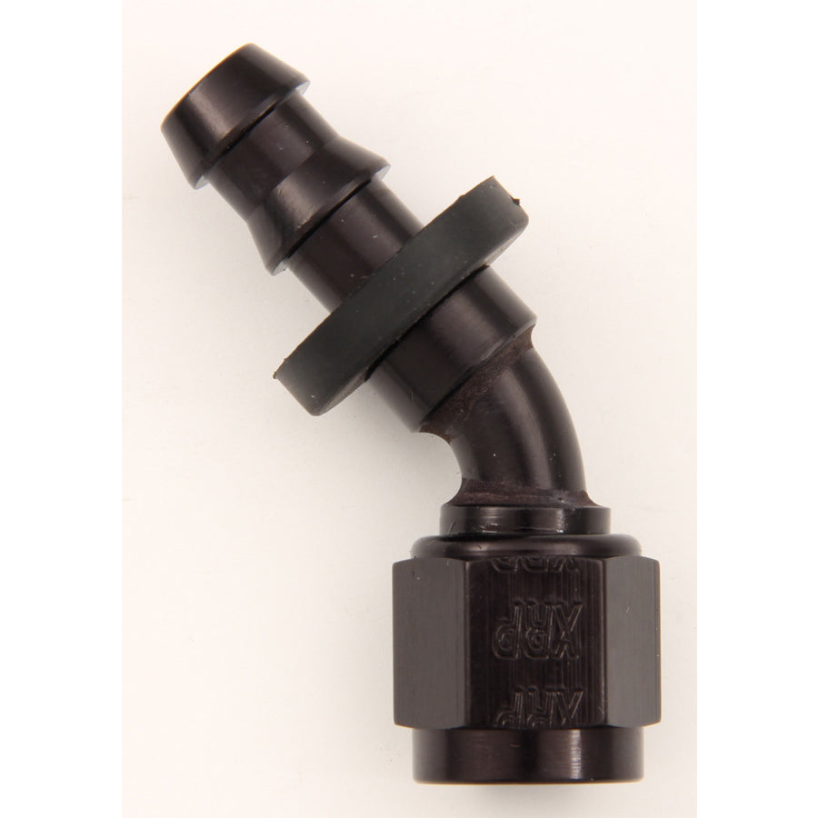 XRP Hose End Fitting Push-On 45 Degree 8 AN Hose Barb to 8 AN Female - Aluminum