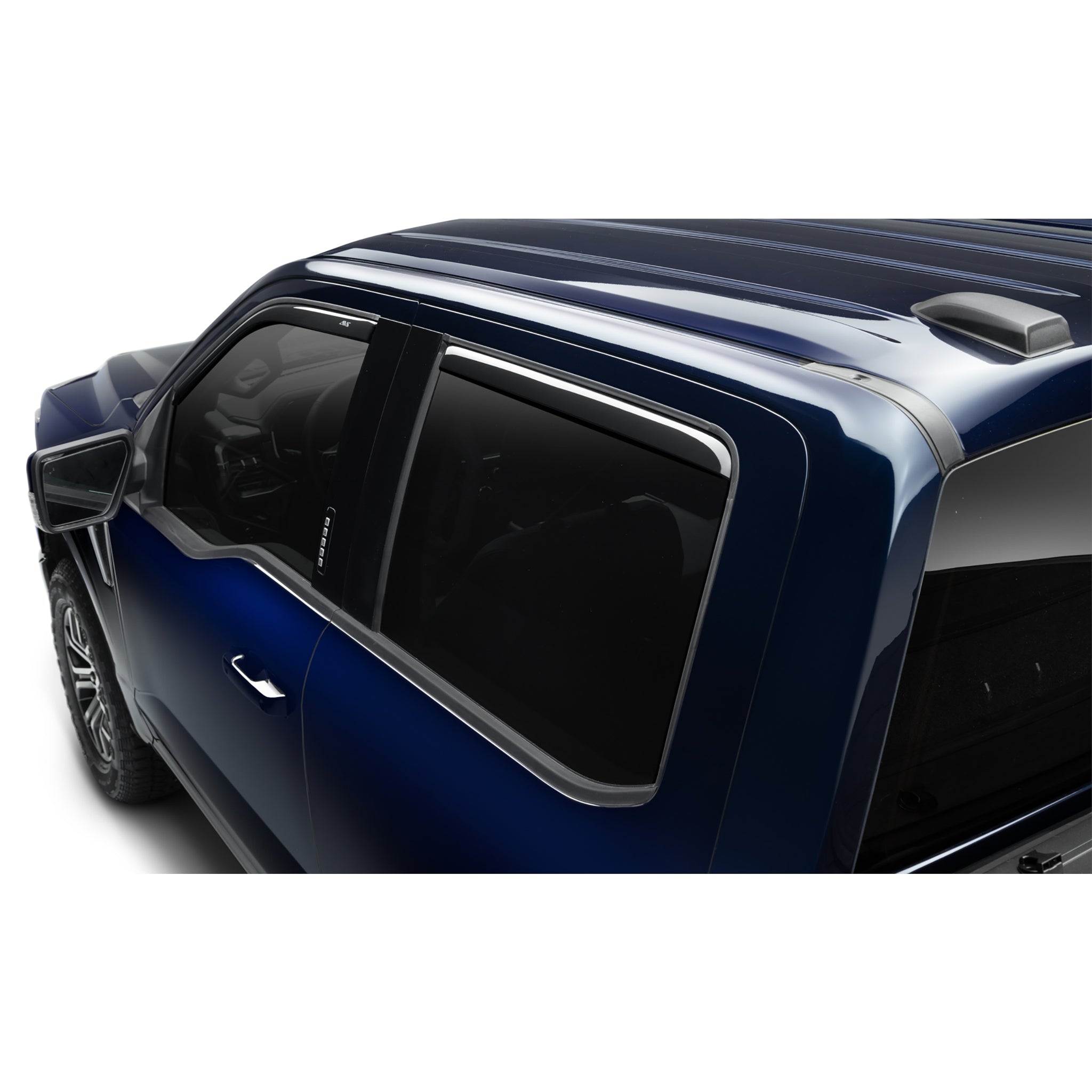 Lund Front / Rear In-Channel Ventvisor - Stick-On - Dark Smoke - Super Crew - Ford Fullsize Truck 2015