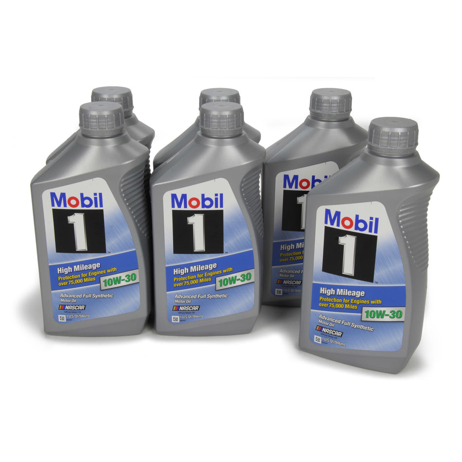 Mobil 1 High Mileage 10W30 Synthetic Motor Oil - 1 Quart (Case of 6)