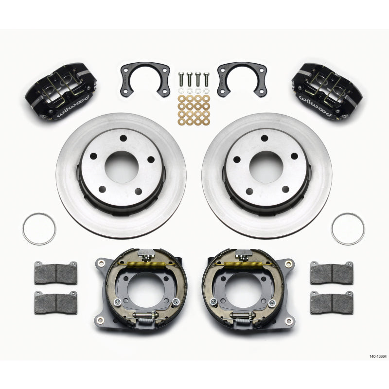 Wilwood Dynapro Lug Mount Rear Brake System - 4 Piston Caliper - 12.19 in OD x 0.81 in Thick Rotor - 2.38 in Offset - Black - Ford Compact SUV 1976-77