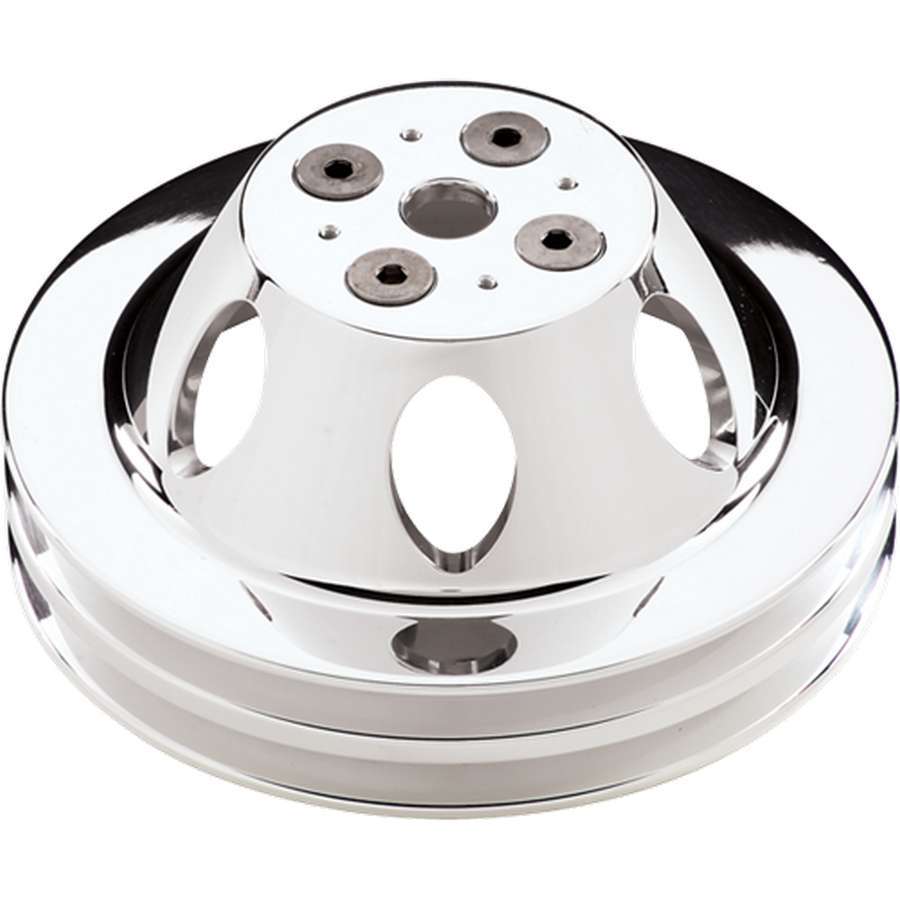 Billet Specialties Polished SB Chevy Double Groove Water Pump Pulley - SB Chevy - Short Water Pump