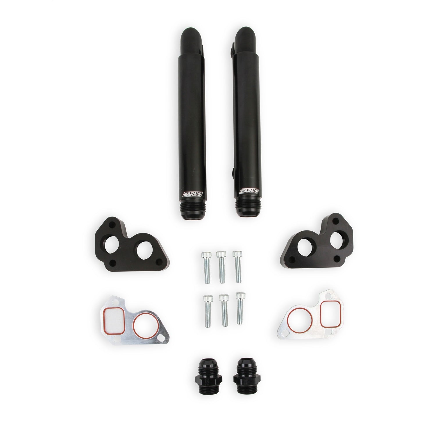 Earl's Water Pump Plumbing Kit - 12 AN Female Adapter Fittings - 12 AN Ports - 16 AN Male Inlet and Outlet - Black
