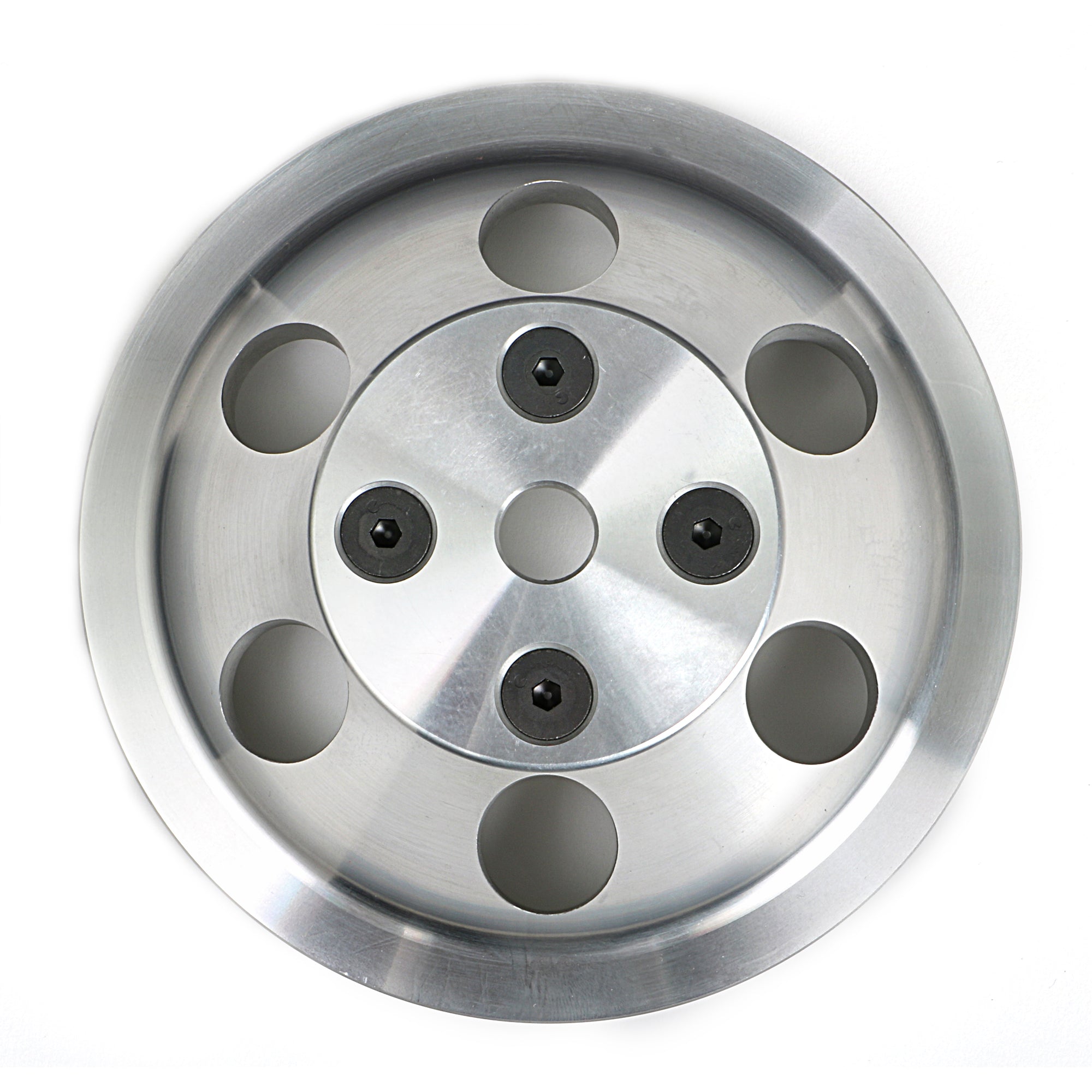 Trans-Dapt V-Belt 2 Groove Water Pump Pulley - 6.625 in Diameter - Machined Aluminum - Long Water Pump - Small Block Chevy