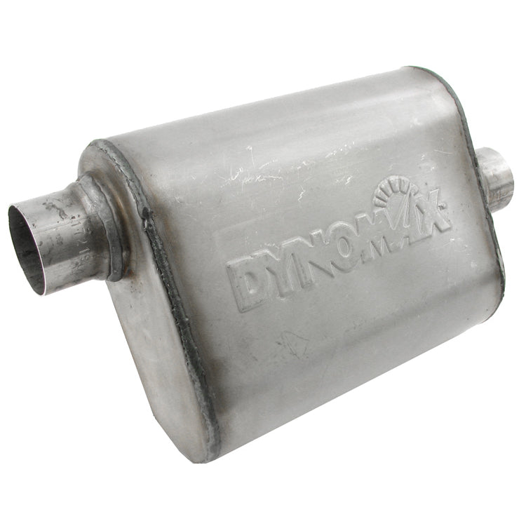 DynoMax Ultra Flo Welded Muffler - 3 in Offset Inlet - 3 in Center Outlet - 14 x 9-3/4 x 4-1/2 in Oval Body - 19 in Long